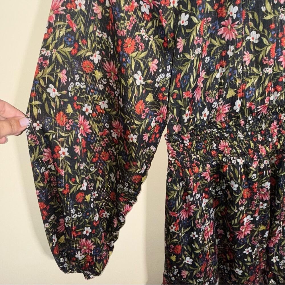 OLD NAVY floral metallic knee length empire waist holiday plus size dress 2X - Picture 3 of 6